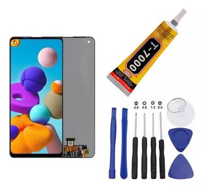 Pantalla Para Samsung A21s + Pegamento + Kit Destornillador